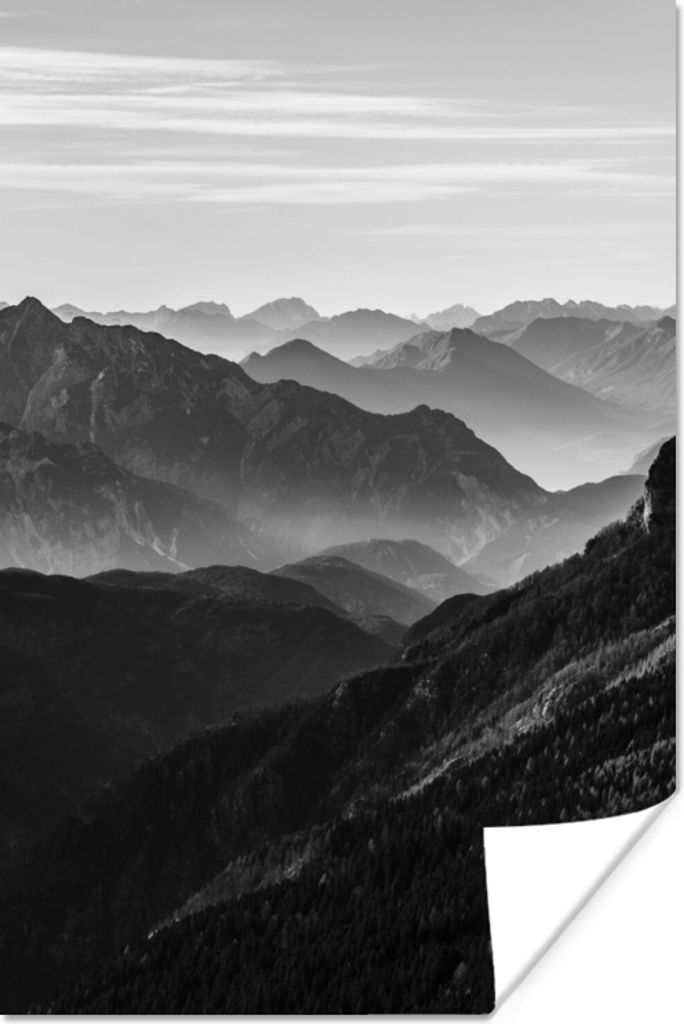 MuchoWow Poster Berge - Natur - Nebel 60x90 cm - Wanddekoration