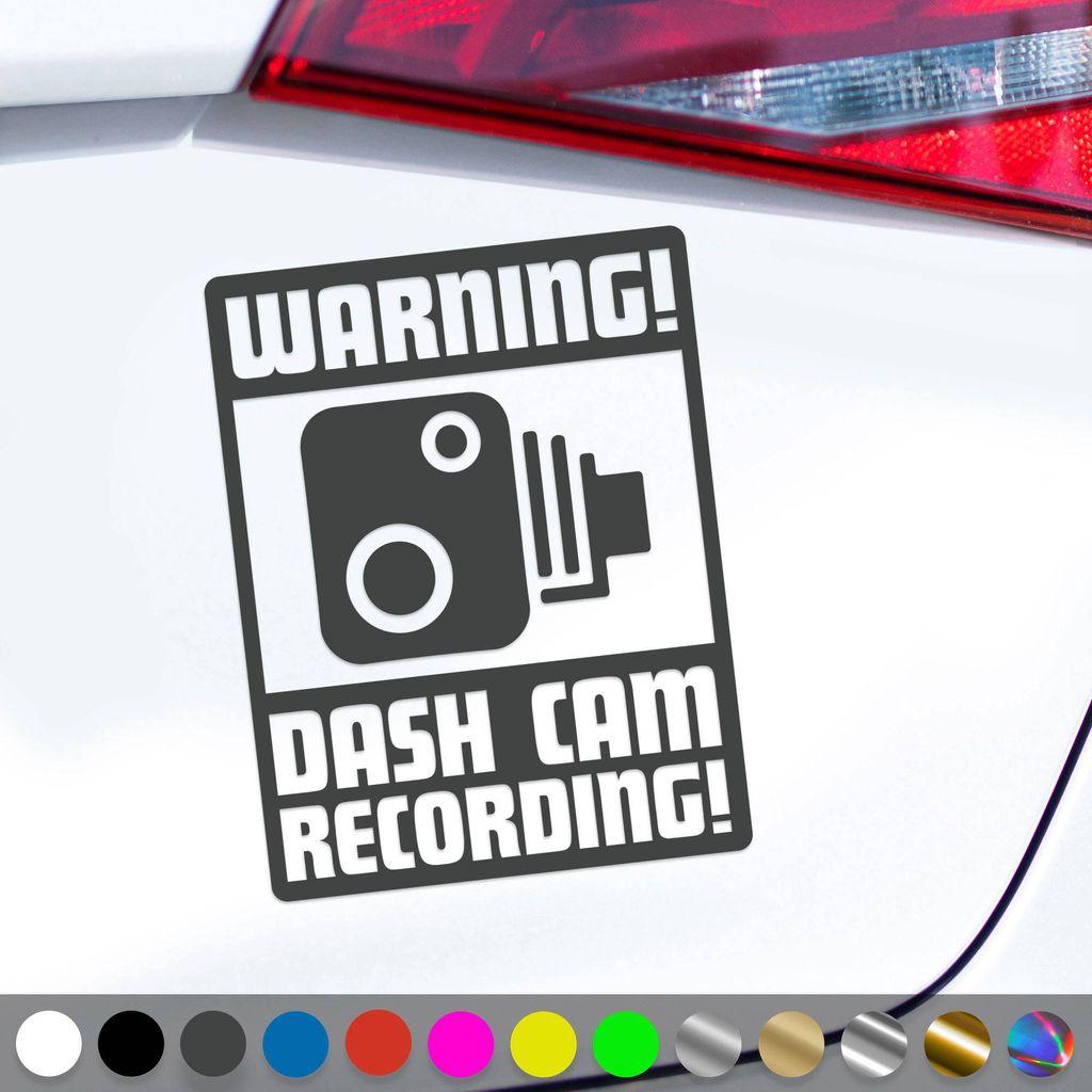 PantherPixel Dash Cam Aufkleber Warnung Kamera Videoufnahme Sticker Auto Geschenkidee Farbe Dunkelgrau