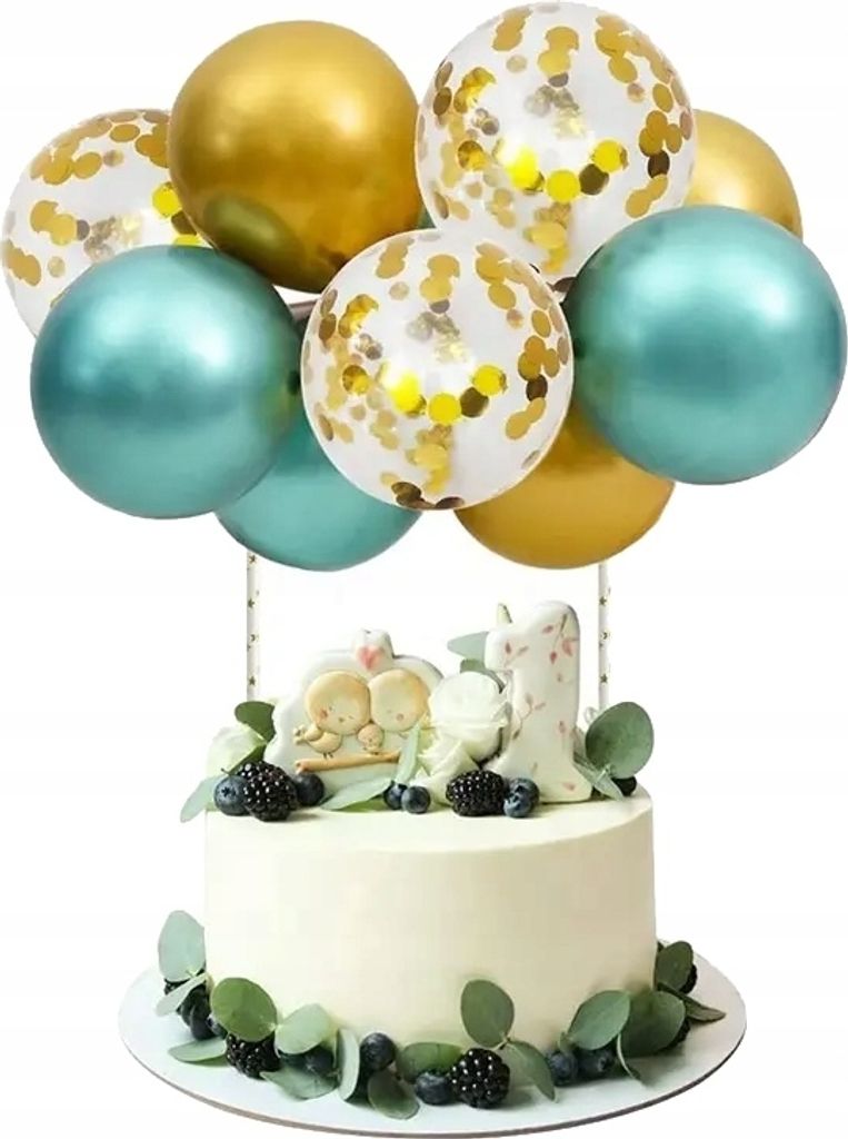 Palloncino Verde Oro Cake Topper Decorazione Festa Di Immagine del prodotto 