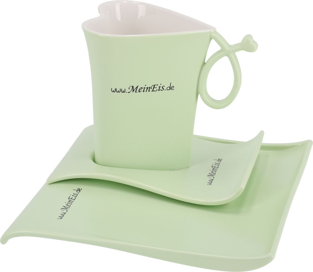 TIBU Tasse und Untertasse Set Herzform Beige Keramik Kuchenteller Dessertteller Kaffee Tee kreatives Geschenk Valentinstag Geburtstag (400ml)