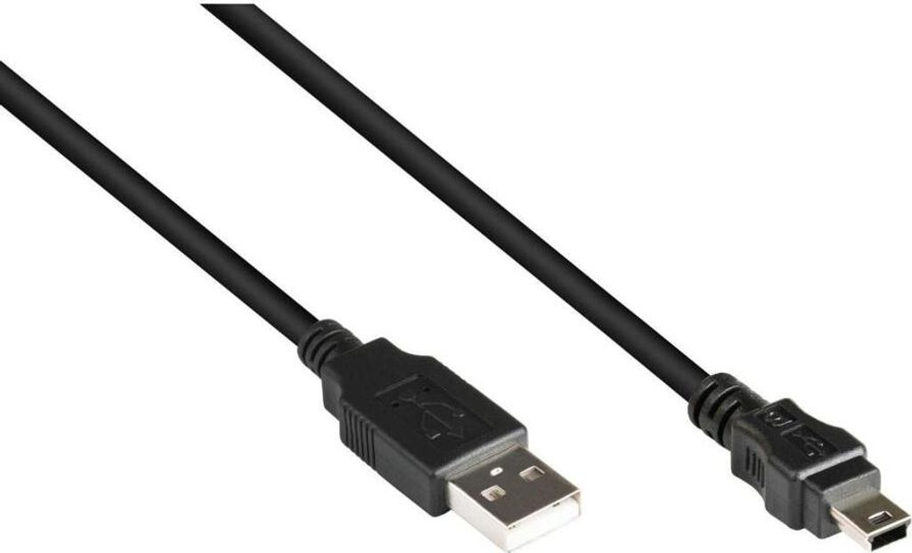 USB 2.0 Kabel A auf Mini B 5-Polig, 5m, schwarz, OFC-Kupfer