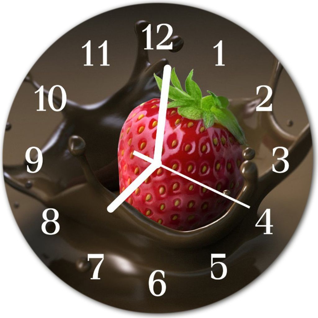 Glasuhr Wanduhr Küchenuhr Echt-Glas 30fi cm Schokolade braun