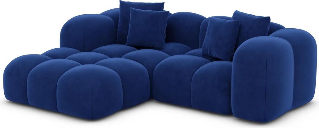 Samtstoff L-Form Studio Sofa Valora Königsblau Links