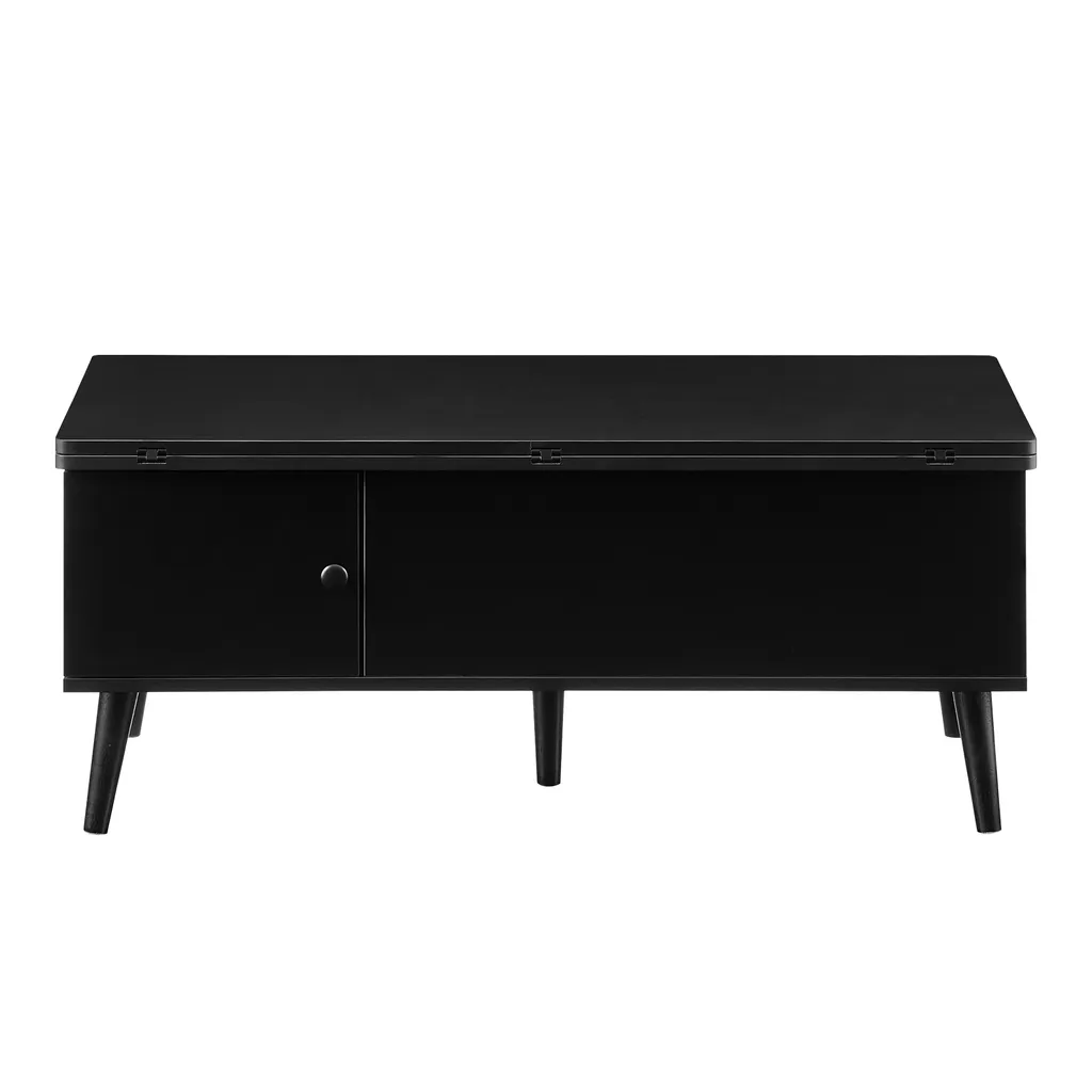 Table basse de salon avec grand rangement anti-désordre noire