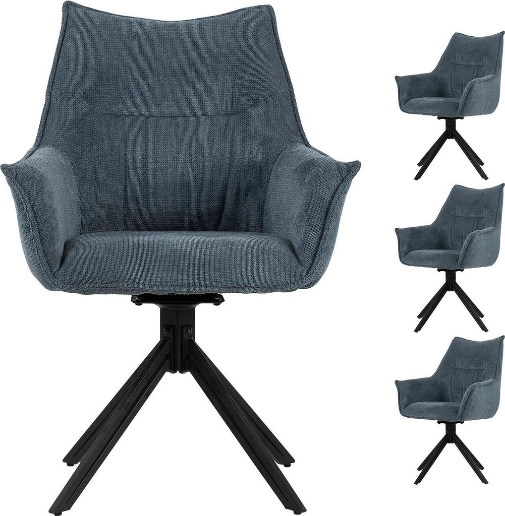 Diningsessel Ginosa - 4er Set - drehbar - blau
