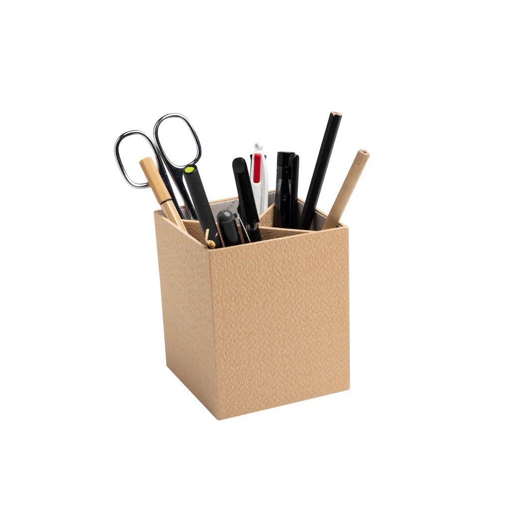 Exacompta OfficeByMe 67602E Lot de 8 Pots à Crayons 3 Compartiments Beige