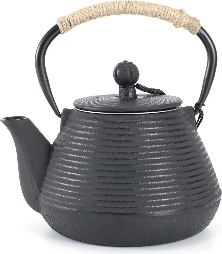 Set Teiera Ghisa Nera 1L e Scaldino - Stile Giapponese Tradizionale