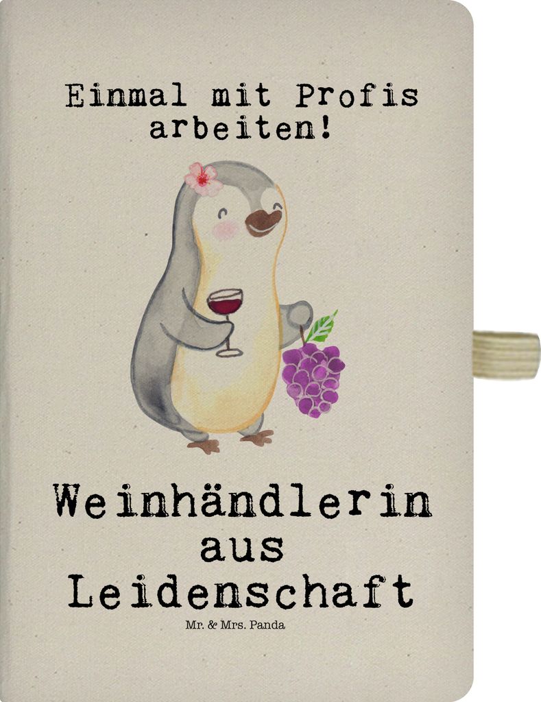 Mr. & Mrs. Panda notizbuch Weinhändlerin Leidenschaft - Transparent - Geschenk, Journal, Skizzenbuch, A5, Kladde, Tagebuch