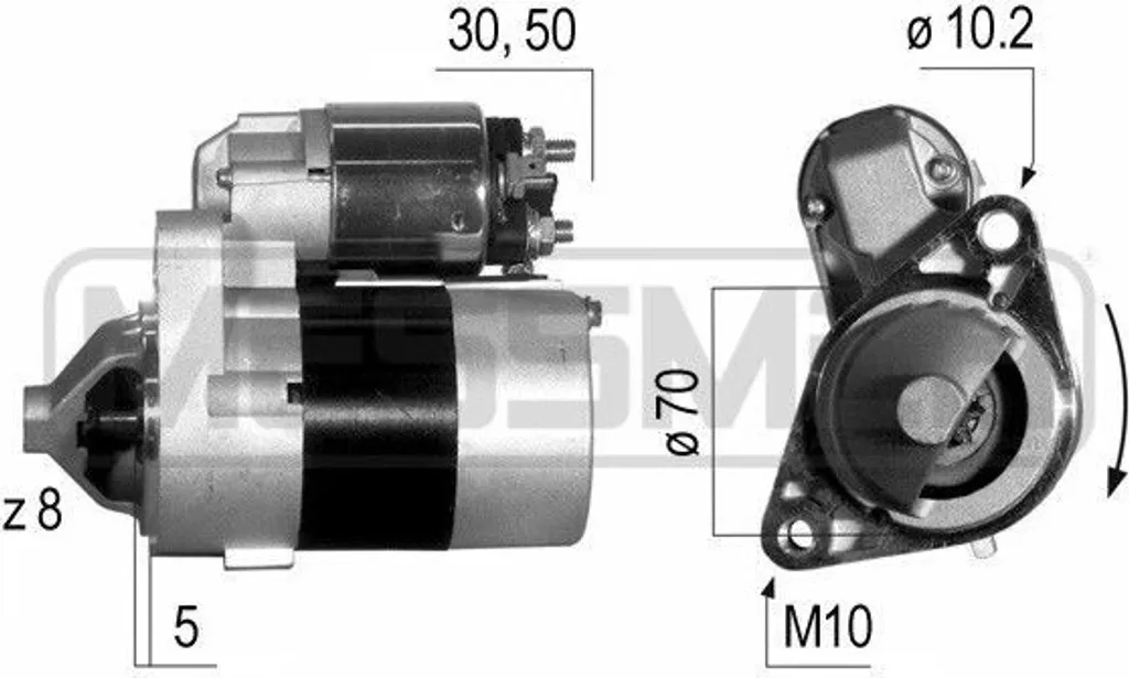 Démarreur pour Volkswagen EOS (1F) - Pièce ERA 220523A remplace 23300 1F700
