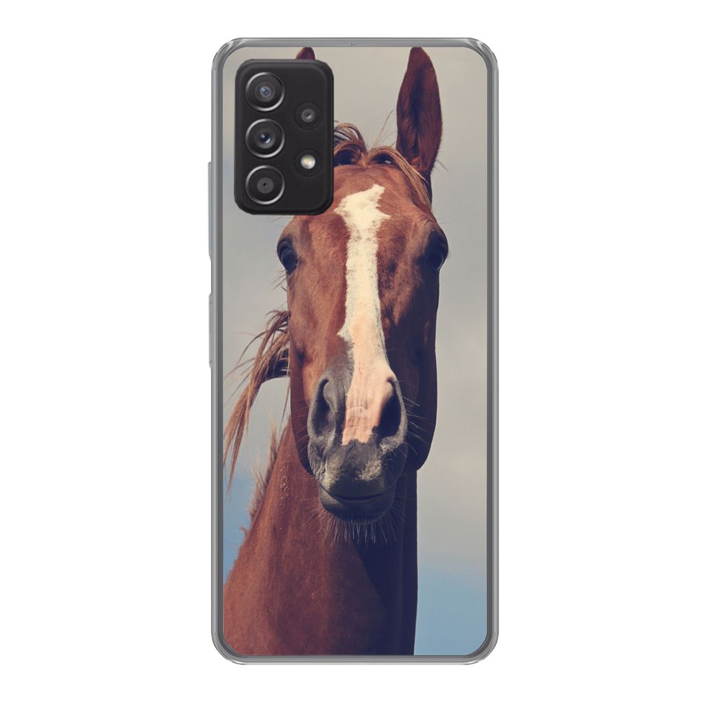 MuchoWow Handyhülle Schutzhülle Hülle für Samsung Galaxy A53 5G Pferd - Luft - Blau Silikon Softcase Handy Hülle - Schutzabdeckung