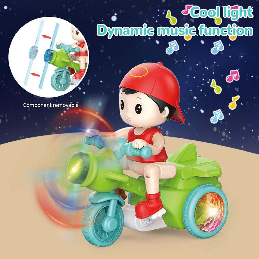Elektrisches Dreirad-Spielzeug, cooles Licht, dynamische Musik, abnehmbares, niedliches Trike-Musical für Babys, Kleinkinder, Grün