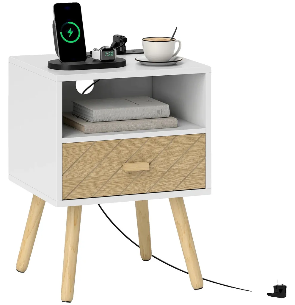Table de chevet station de charge USB-C pour chambre à coucher moderne