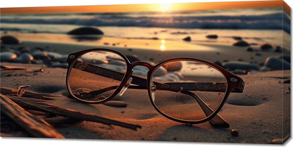 Bild 100x50cm Sonnenuntergang durch Glas