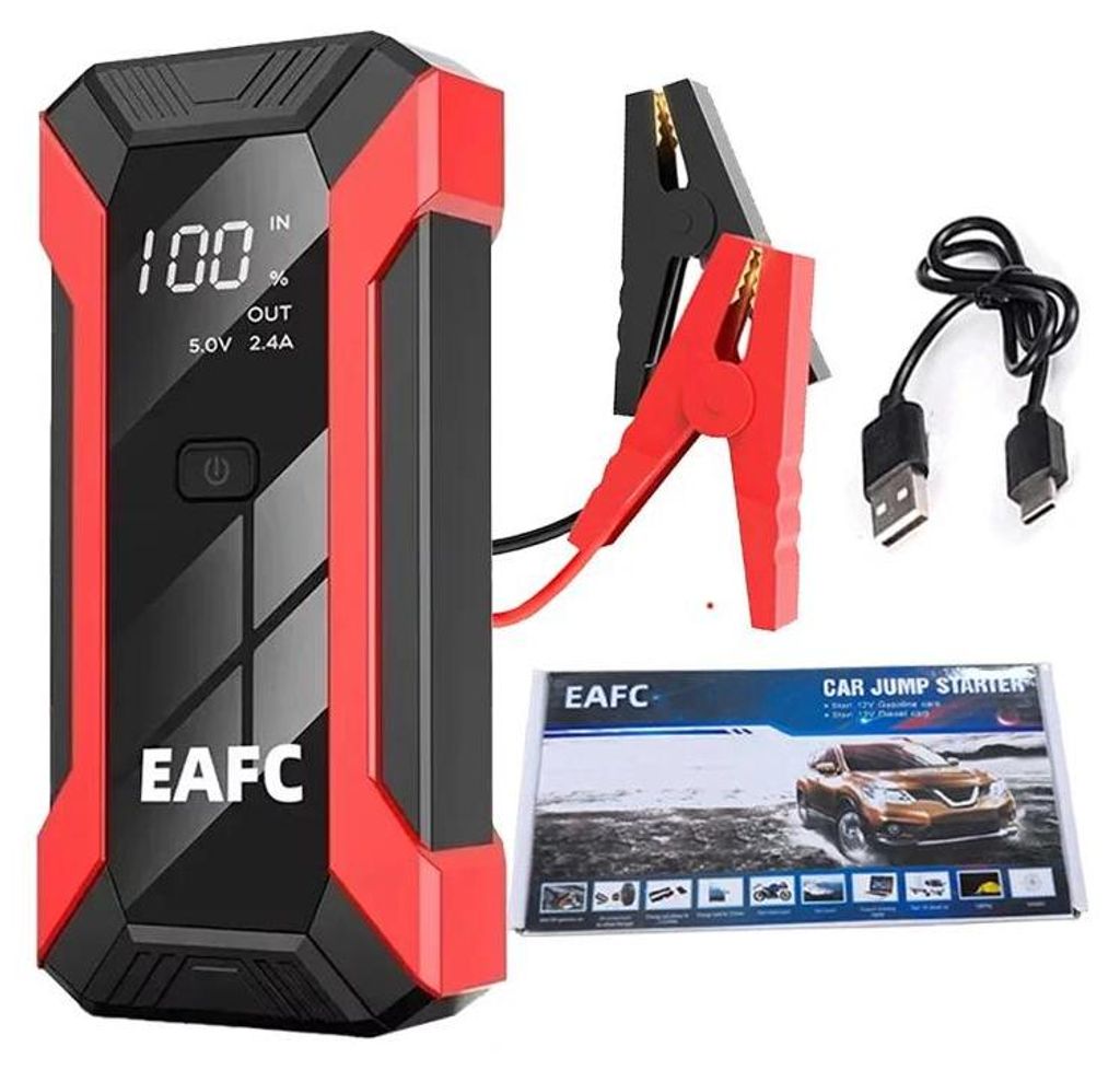 Auto Starthilfe Booster - 12V Jump Starter Powerbank - 2000A Spitzenstrom - 10W kabelloses Laden - Nothammer & Warnlicht - Mit Aufbewahrungsbox - O...