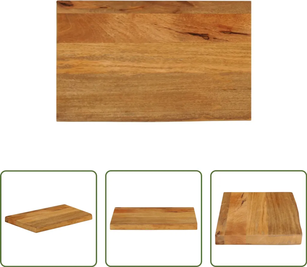 Top Tavolo Mango Massiccio 50x40x3,8 cm Bordo Naturale The Living Store