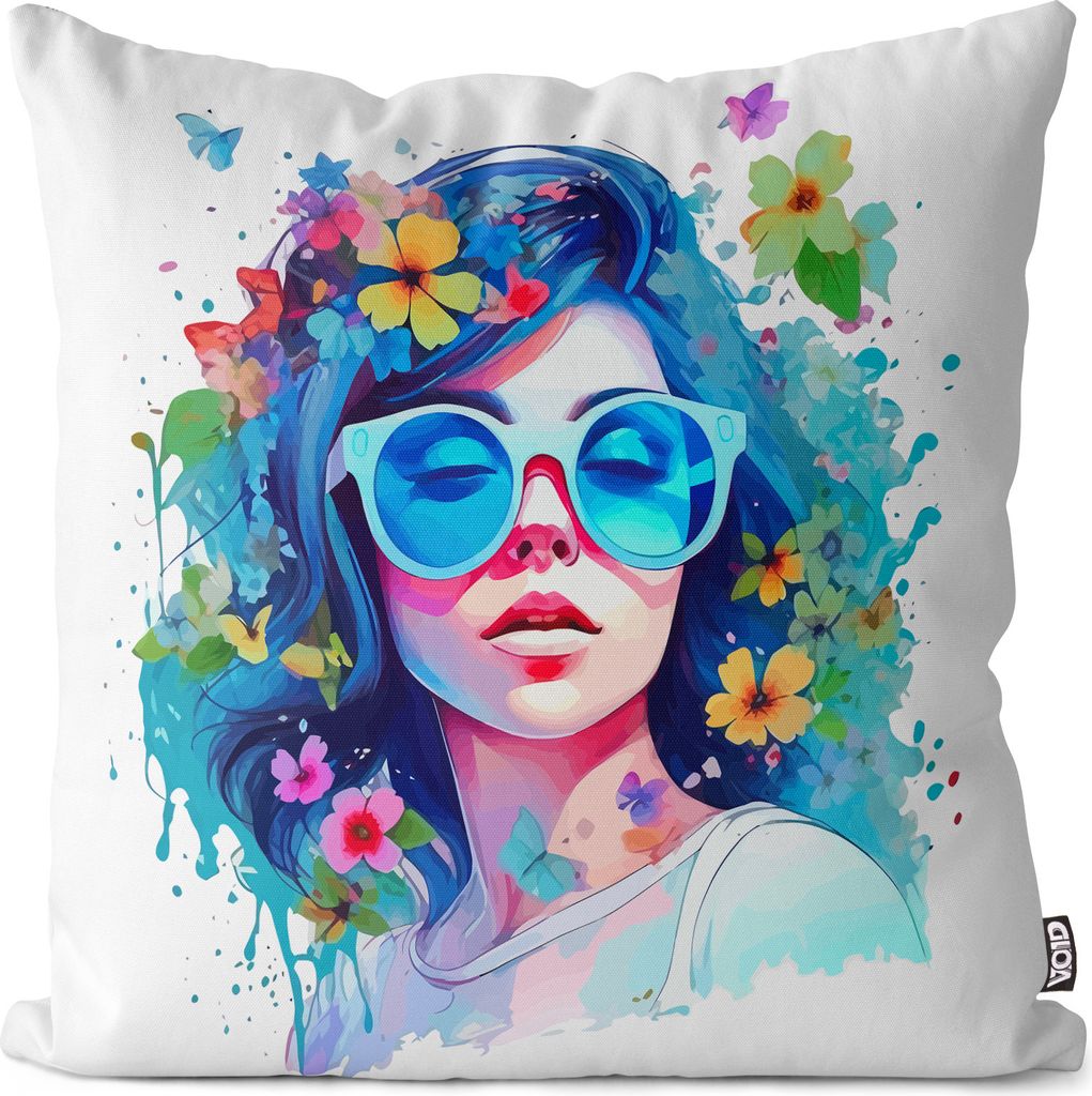 VOID Mädchen Sonnenbrille Pop Art Kissenbezug Kissenhülle sofa couch wohnzimmer dekoration wasserfest Outdoor Garten Kissen bezug deko