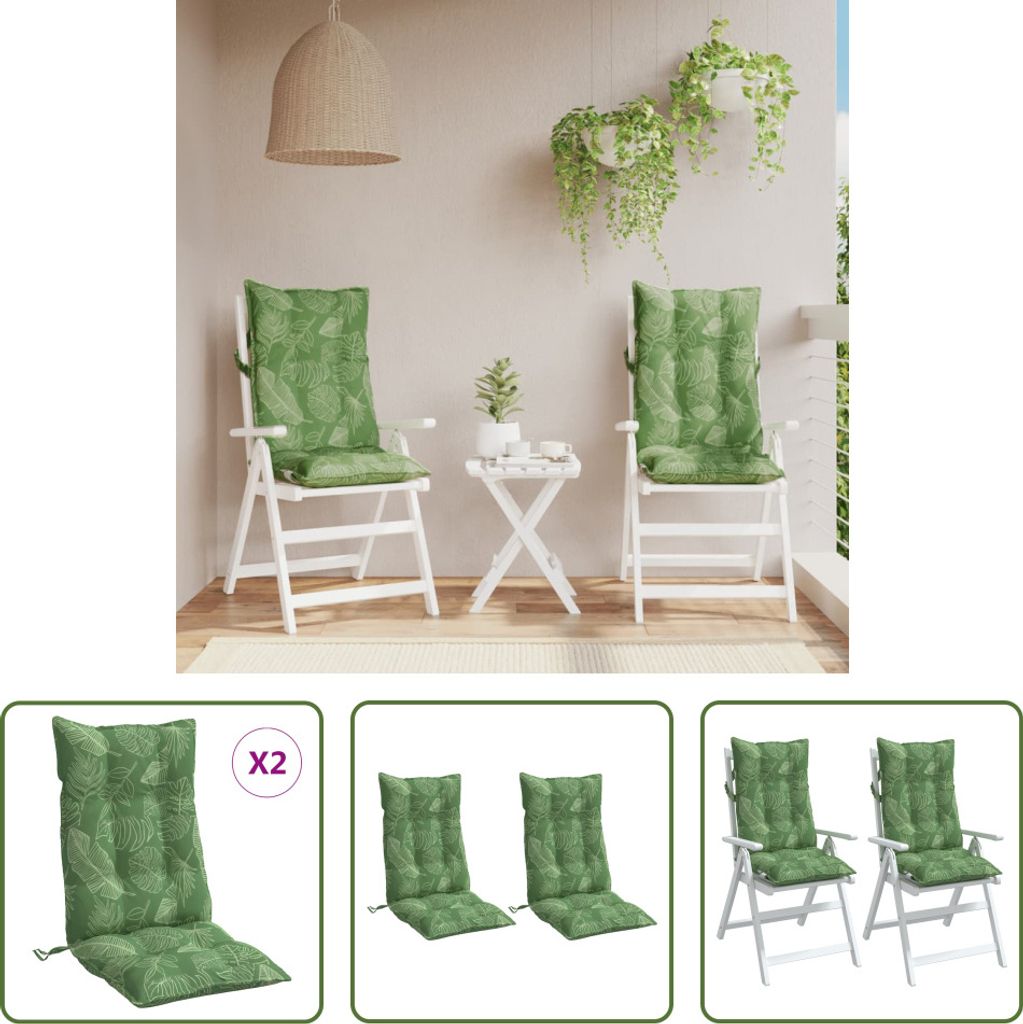 The Living Store Hochlehner-Auflagen 2 Stk. Blattmuster Produktbild 