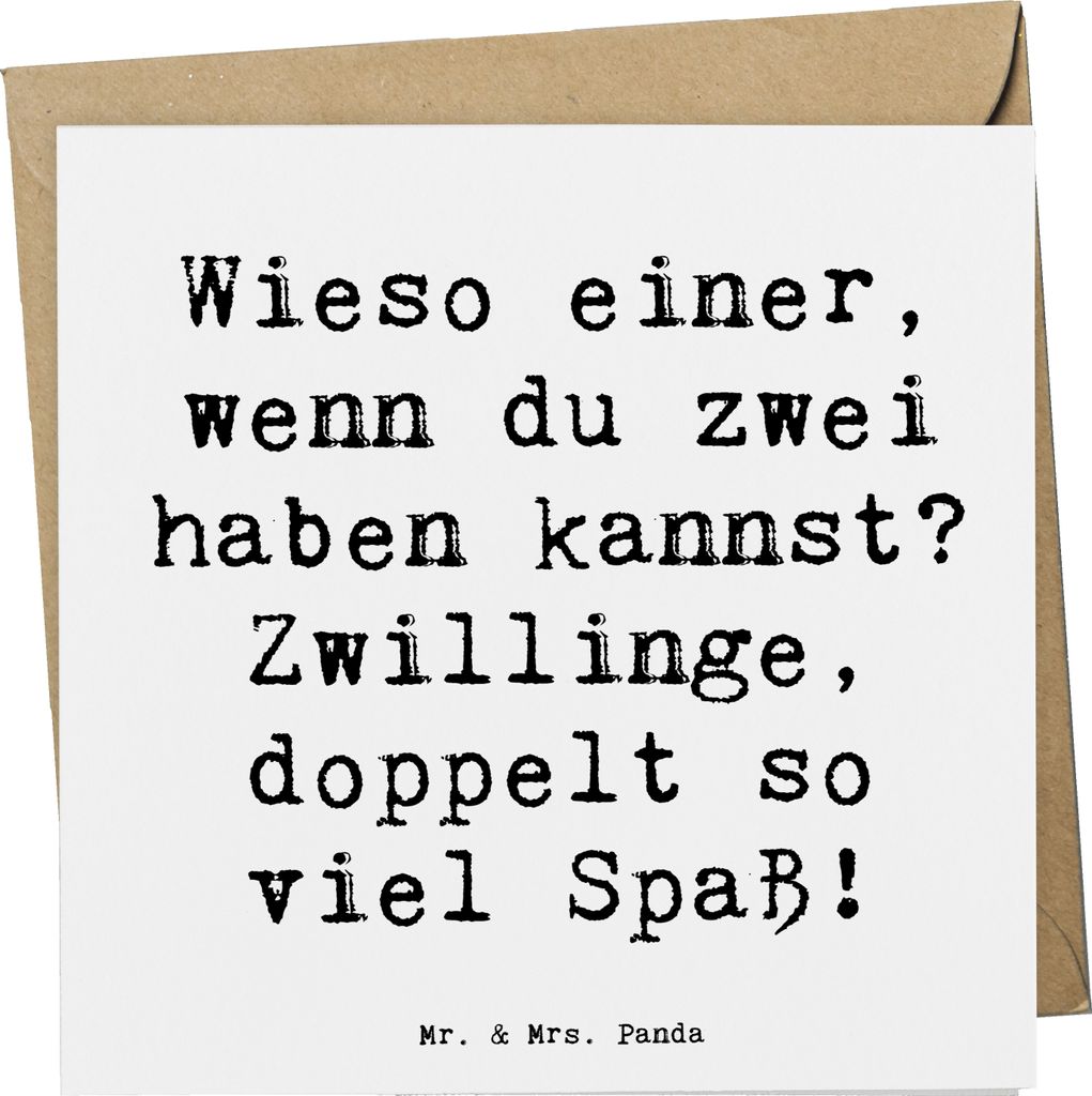 Mr. & Mrs. Panda Grußkarte Spruch Zwillinge Spaß - Weiß - Produktbild 