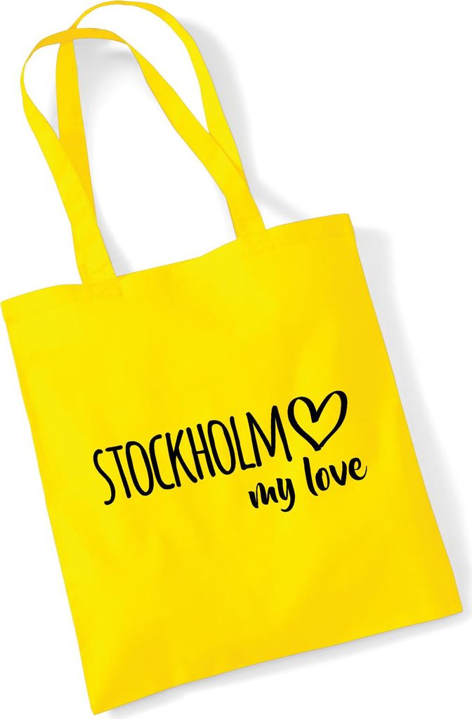 Huuraa Jutebeutel Stockholm my love 10 Liter Yellow Baumwolle Tasche Geschenkidee