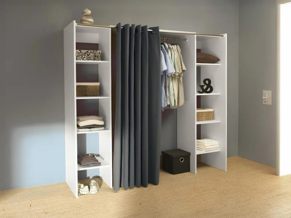 Armoire Système de penderie EMERIC blanc et anthracite l. 112/185 cm