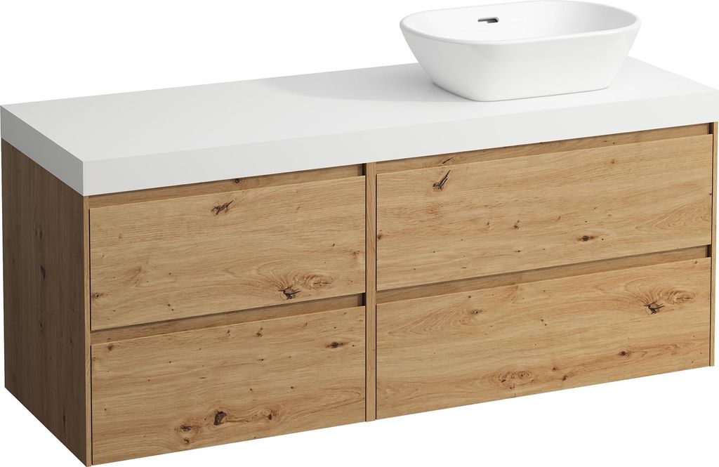 LAUFEN LANI Waschtischplatte weiß matt inklusive Unterschrank, 1 Ausschnitt rechts, 1370x495x580mm, H4045831122671
