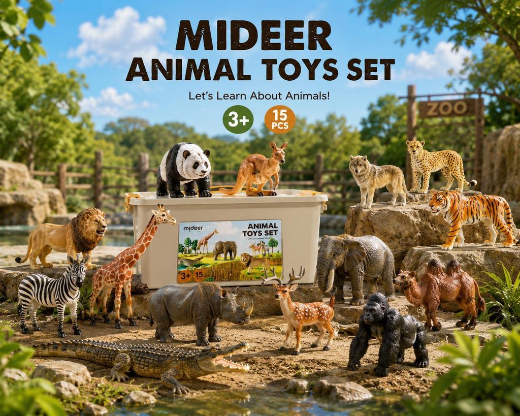 Mideer Sběratelská sada zvířatek ze ZOO 15 ks Obrázek produktu  Obrázek vytvořený pomocí AI