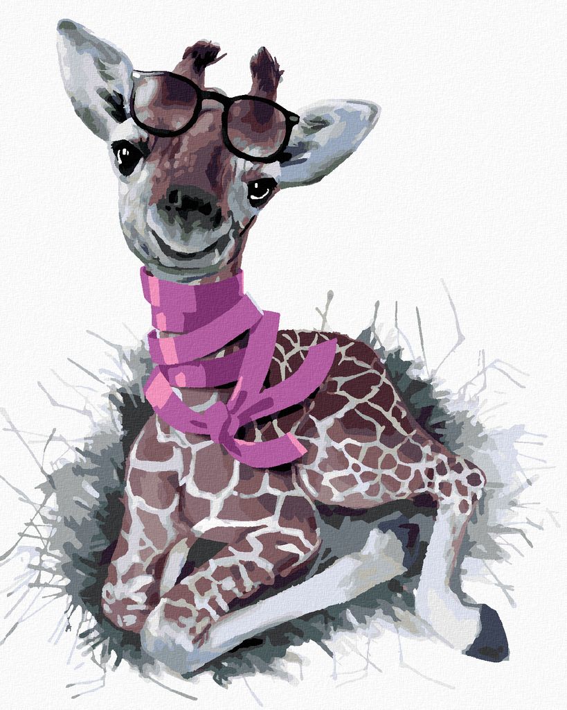 Zuty - Malen nach Zahlen - GIRAFFE MIT EINEM SCHAL, 40x50 cm, ohne Keilrahmen