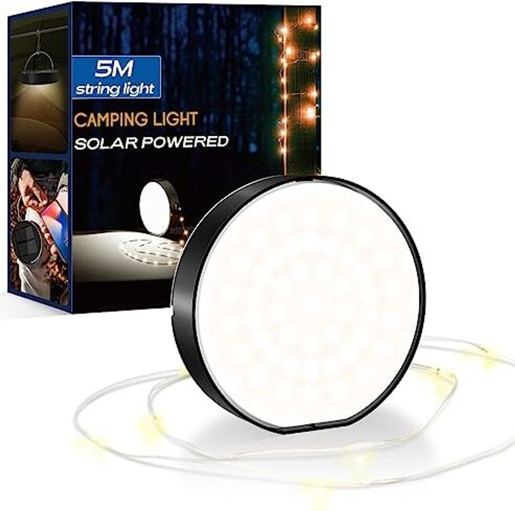 Solar Campinglampe 5 m 50 LED Feenleuchten, Lantern tragbare 4000 mAh Batterie betriebene Stromversuche, dimmbares Zelt IP54 wasserdicht, leichte Inne