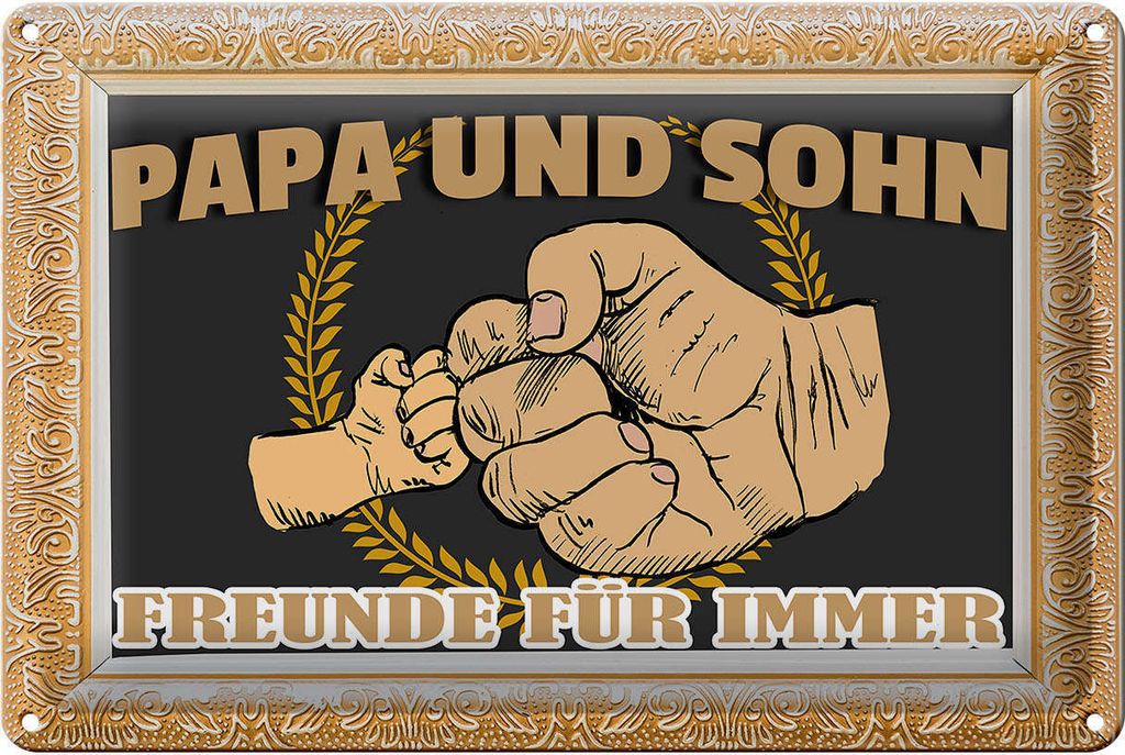 Blechschild Papa und Sohn Freunde für immer, 30 x 20 cm, Blechschilder