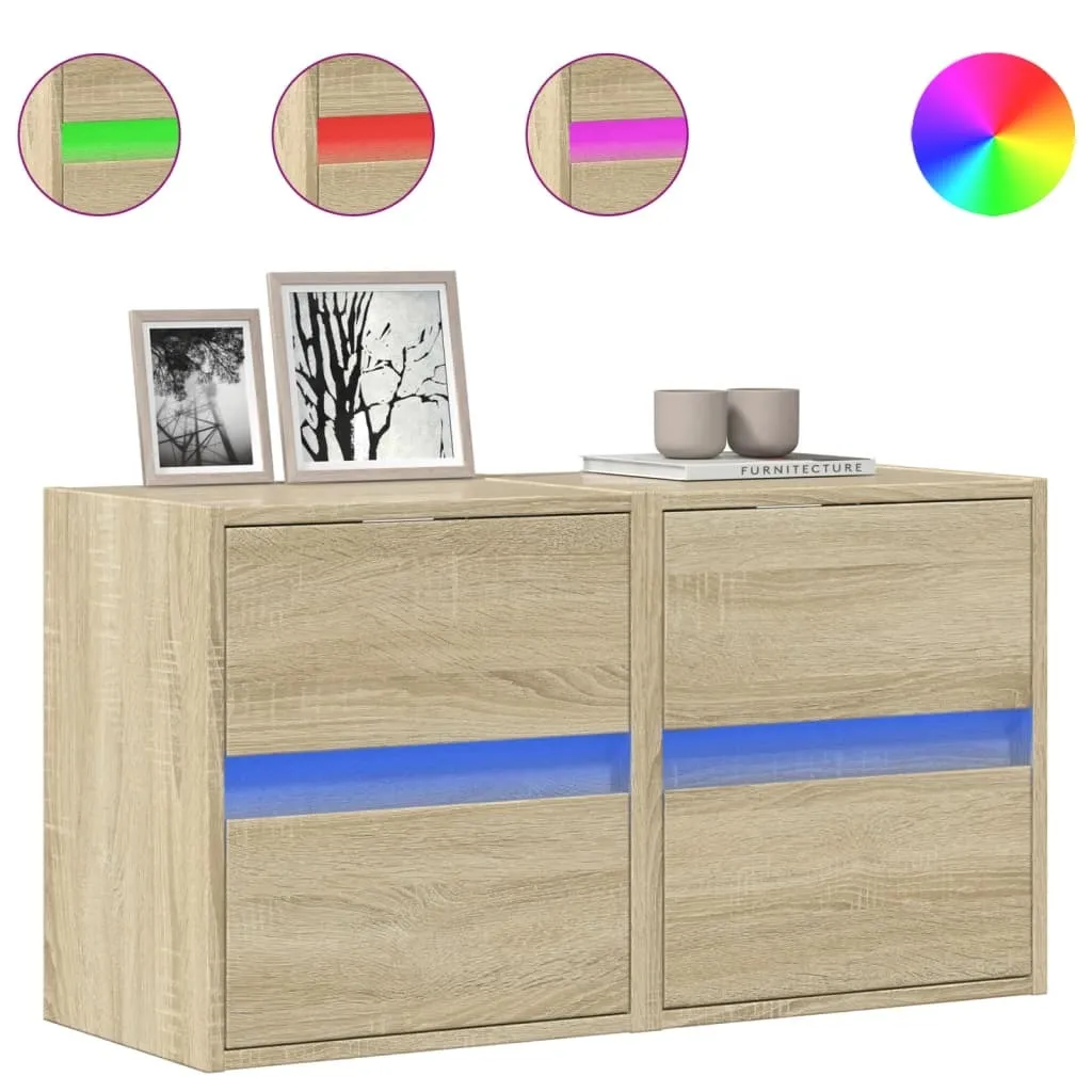 SYFAX Set Mobili TV Parete LED 41x31x45cm Rovere Sonoma - Vera Occasione