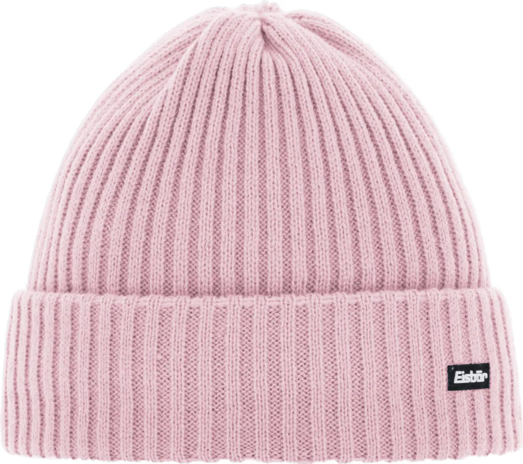 Bonnet en maille côtelée Eisbär Ripp MÜ chaud coloris rose argile
