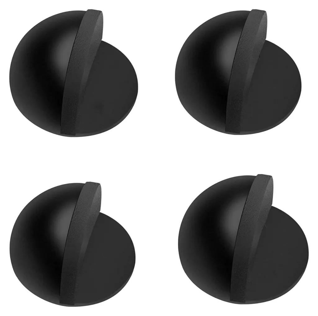 Butées de porte en acier inox avec tampons caoutchouc noir anti-chocs 4x