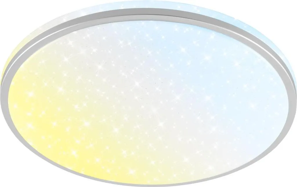Briloner STELA Plafoniera LED, dimmerabile, telecomando, CCT, cielo stellato, cromo opaco, Ø33 x 6 cm