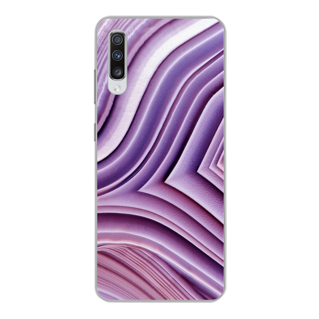 MuchoWow Handyhülle Schutzhülle Hülle für Samsung Galaxy A70 Naturstein - Nahaufnahme - Weiß Silikon Softcase Handy Hülle - Schutzhaube
