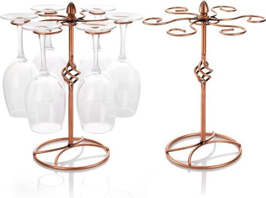 Support verres à vin bronze vintage lot de 2 avec séchage à l'air libre