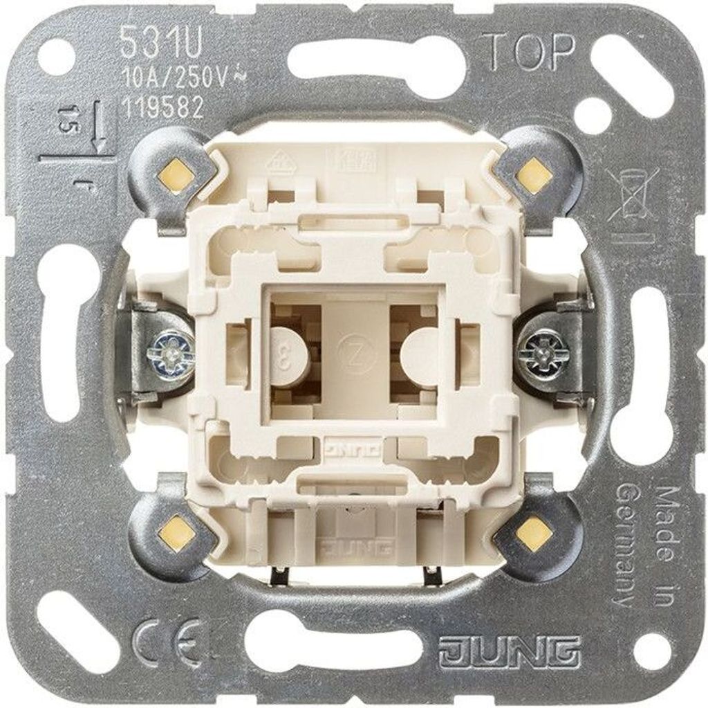 JUNG 531 U - Drucktasten-Schalter - 1P - Metallisch - Weiß Produktbild 