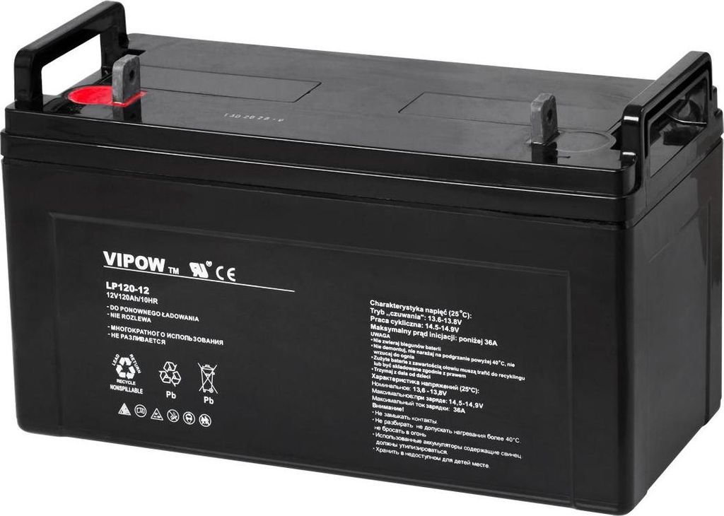 Vipow 12V 120Ah Gel-Batterie - Wartungsfrei, langlebig, ideal für vielseitige Anwendungen