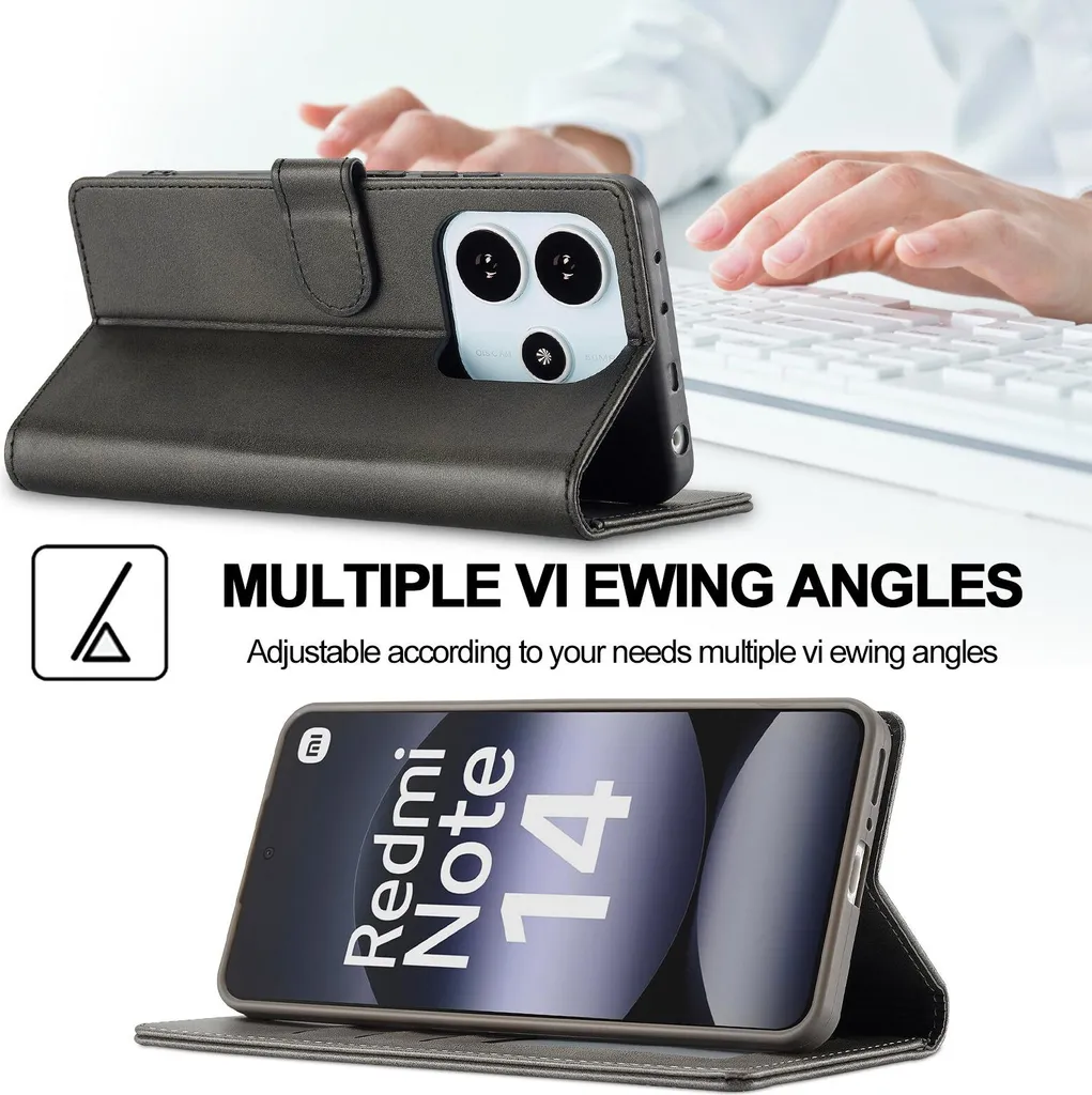 Custodia Xiaomi Redmi Note 14 4G Antiurto: Flip Pelle e Magnete - 4