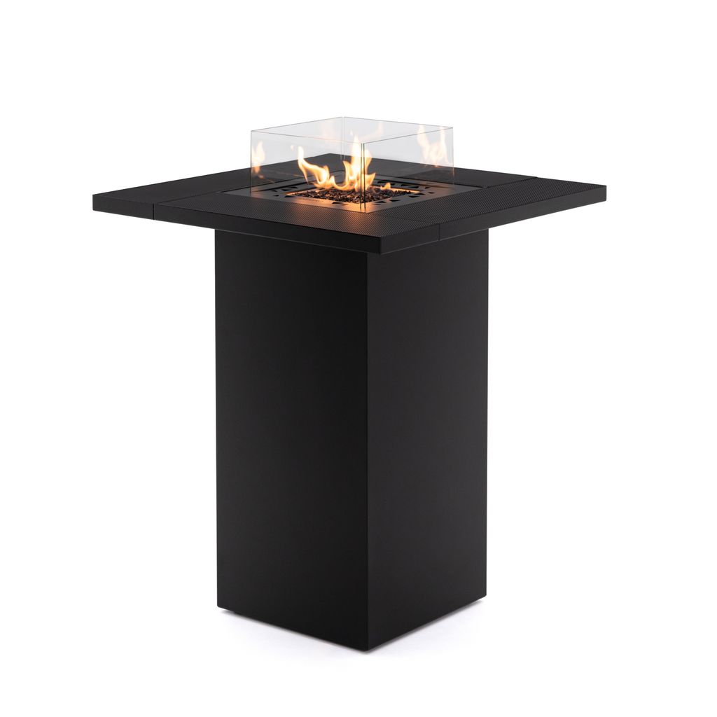 Square Table High - Stehtisch mit Gaskamin, schwarz, inkl. Husse