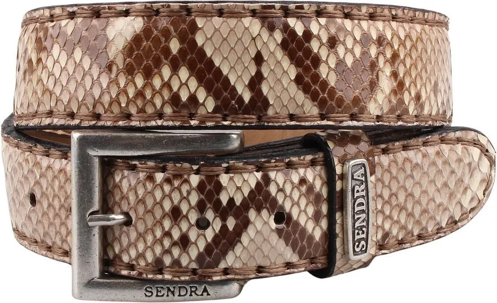 Ceinture Sendra 8563 en cuir de python véritable naturel style biker