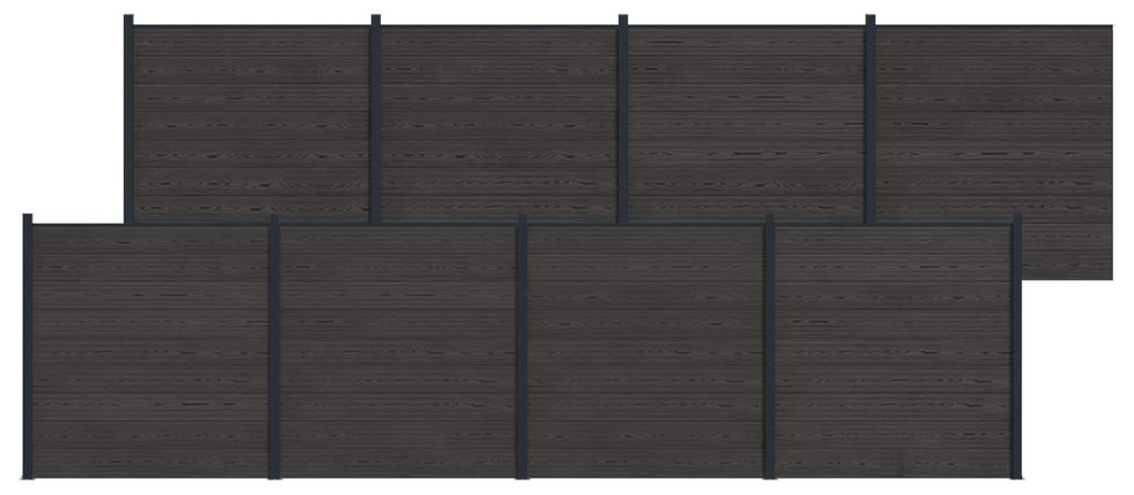 Zaunelement 8 pcs WPC und Aluminium Schwarz