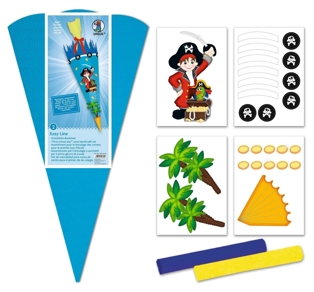 Kit créatif Schultüte Pirate URSUS en carton robuste de 70 cm de haut