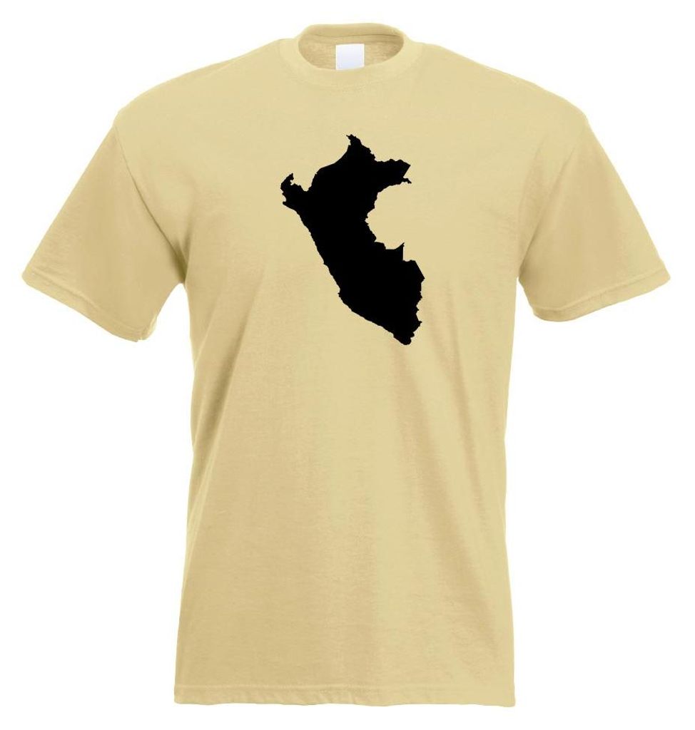 Kiwistar - T-Shirt - Khaki - Peru Umriss Kontur Herren Funshirt Bedruckt Design Sprüche Spruch Motive - mit Motiv Bedruckt - Funshirt Design - Spo...