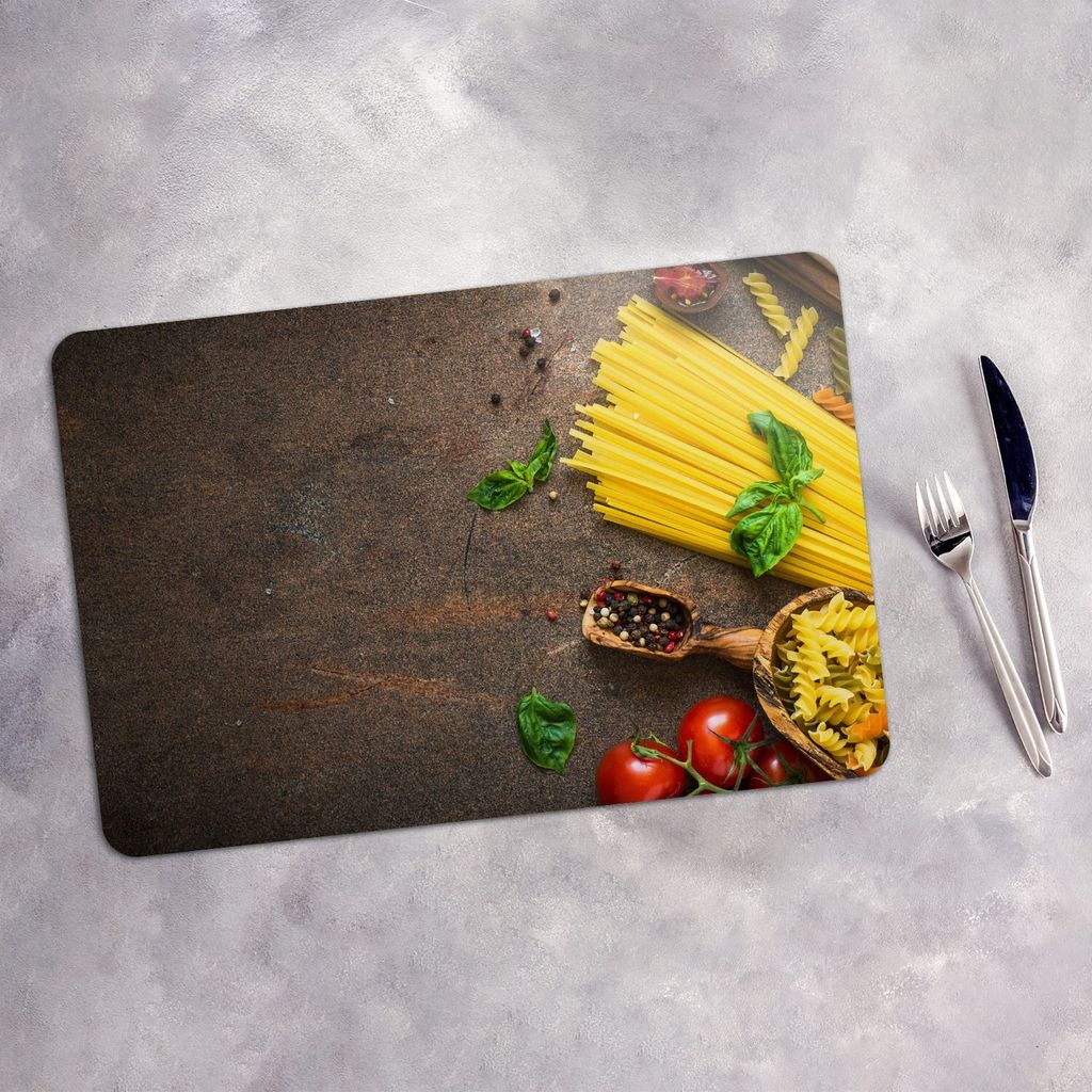 Tischset 6x45x30 cm + 6x10fi cm Platzset Tischmatte Platzmatte Untersetzer - Platzmatte Tischmatte Platzset Italienisches Nudeln und Fleisch
