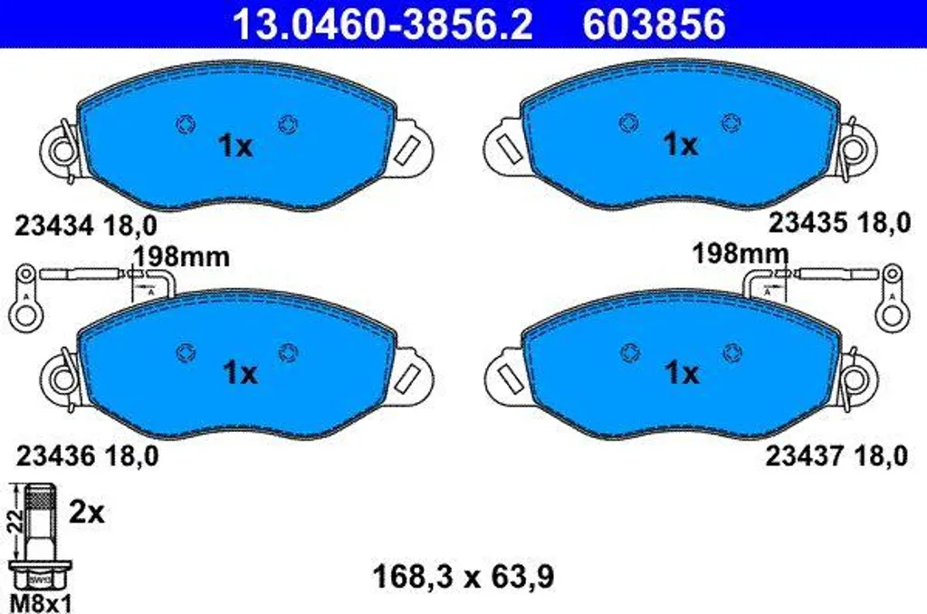 Plaquettes de Frein à Disque ATE 13.0460-3856.2 - Montage Cabstar OE