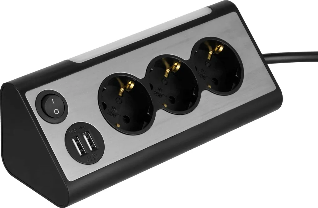 Multiprise REV LIGHT SOCKET avec 3 Prises et 2 Ports USB Intégrés