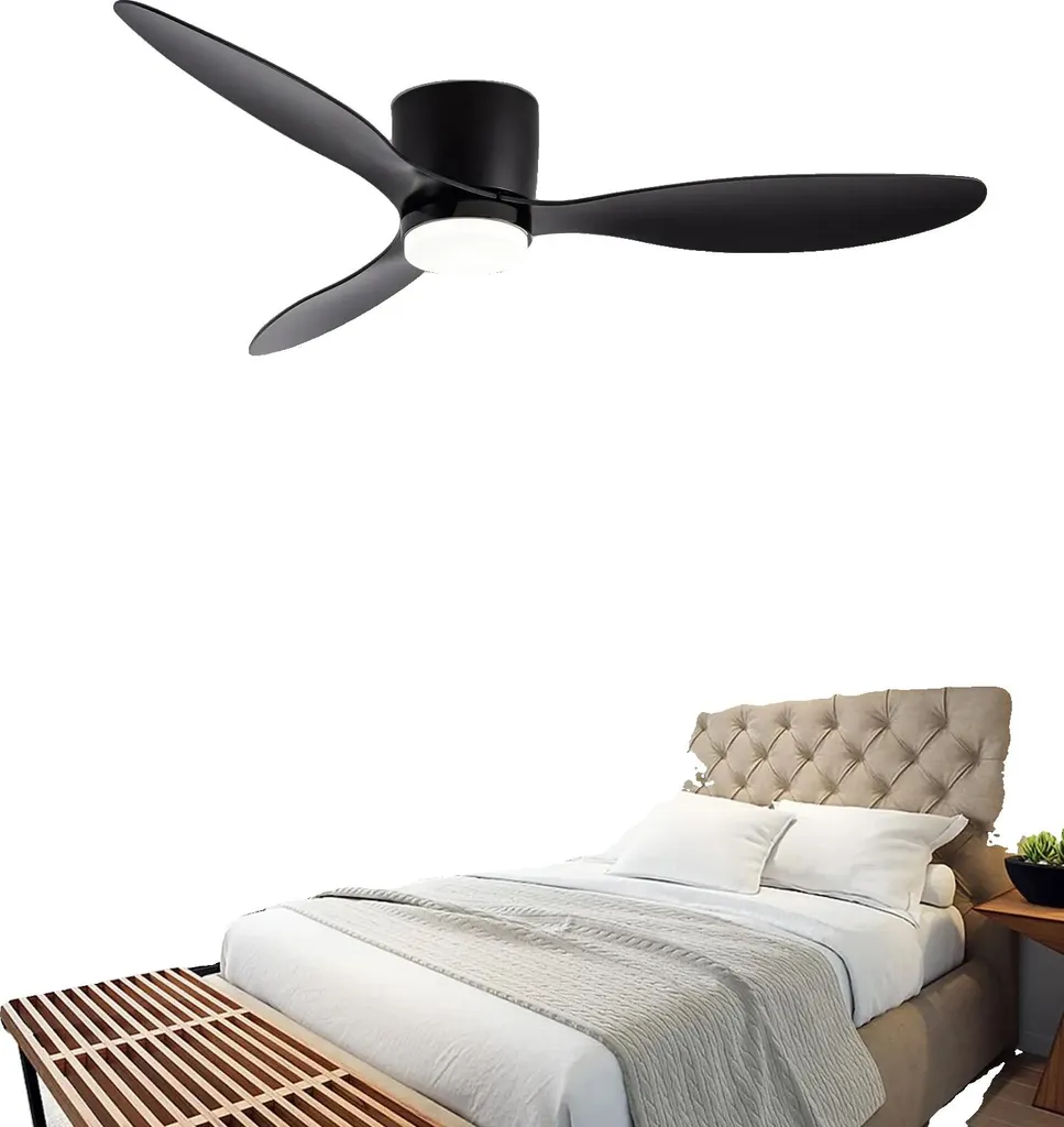 Ventilateur de plafond avec lampe LED noir 105 cm et télécommande RF