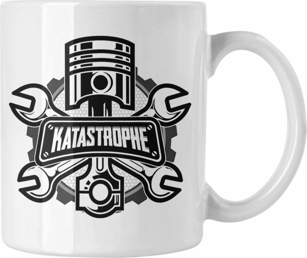 Trendation - KFZ Mechaniker Tasse Geschenk Spruch Männer KFZ Mechatroniker Geschenkidee Becher Werkstatt Katastrophe (Weiß)