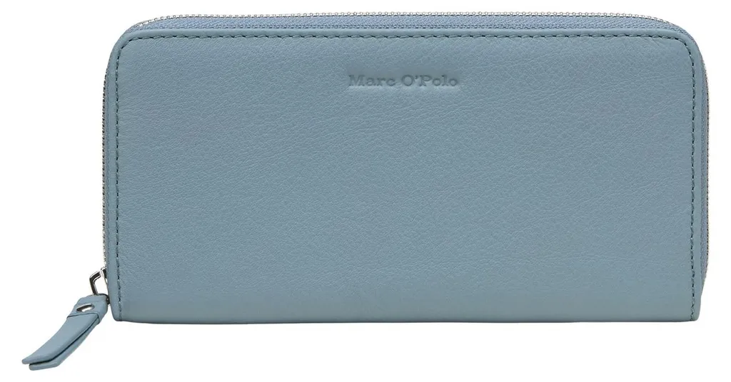 Portefeuille zippé en cuir Marc O'Polo Finja coloris bleu gris ardoise