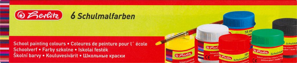 Herlitz 8643025, 25 ml, Schwarz, Blau, Grün, Rot, Weiß, Produktbild 
